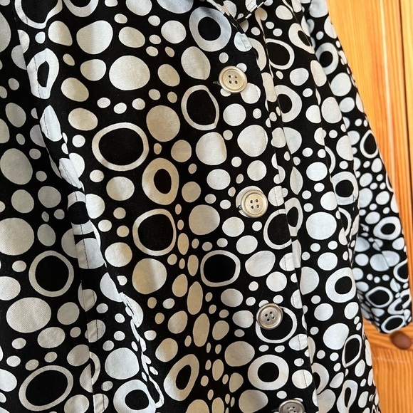 Susan Graver 2X Black White Abstract Polka Dots Button Jacket Blazer Pockets - Picture 4 of 8